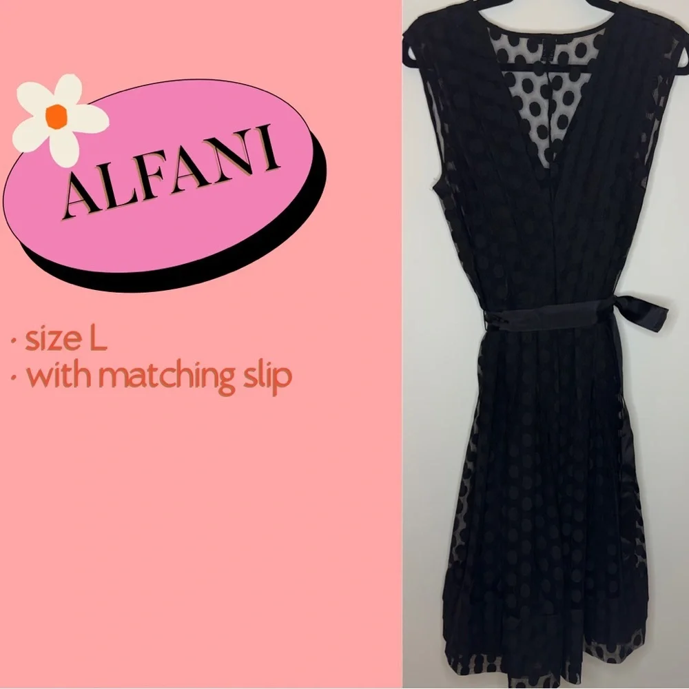ALFANI Size Large Black Cocktail Dress with Matching Slip - Picture 2 of 3